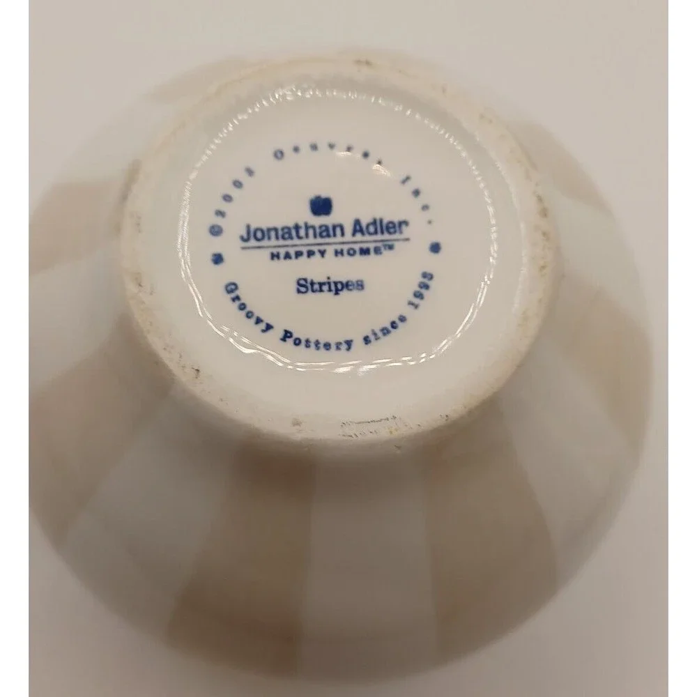Jonathan Adler Happy Home Stripes Sugar Jar Striped￼ Bowl with Lid Chipped.